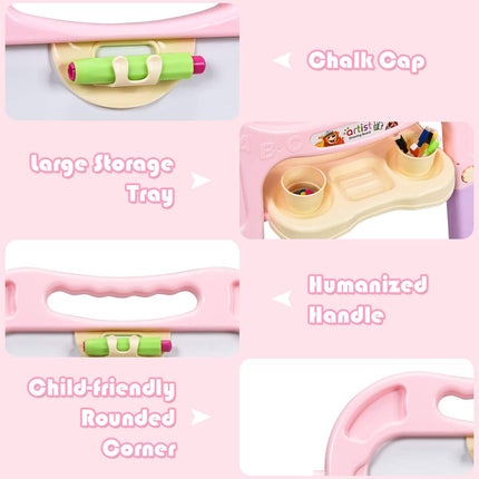 Costzon Art Easel for Kids Height Adjustable 360° Rotate Double Sided Standing Art Drawing Board