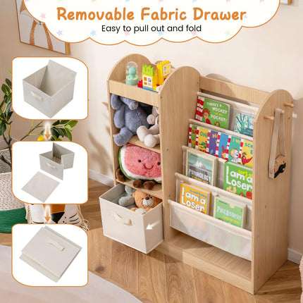 Costzon Kids Bookshelf with Full-Length Mirror Toy Storage Organizer