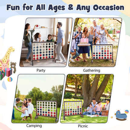 Costzon Giant 4-in-a-Row Game Set, Wooden Jumbo 4-to-Score Game with 42 PCS Chips & 600D Oxford Fabric Carrying Bag