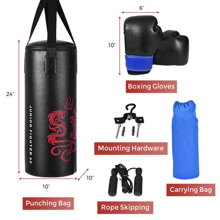 Costzon 2 FT Kids Punch Bag Boxing Set Kick Ball Gloves Skipping Rope Hook Children