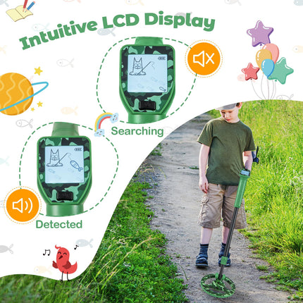 Costzon Metal Detector for Kids, 24.5"-33.5" Adjustable Junior Gold Detector, Lightweight Kids Metal Detector