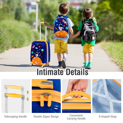 BABY JOY 2 PC Kids Carry On Luggage Set, 12" Backpack & 18" Toddler Suitcase