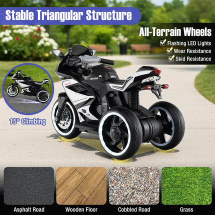 Costzon Toddler Motorcycle with LED Lights 6V Battery Powered Kids Motorcycle