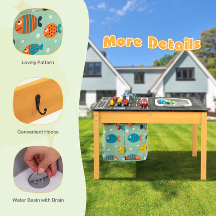 Costzon Sensory Table, 3-in-1 Wooden Sand and Water Table with Foldable Bin