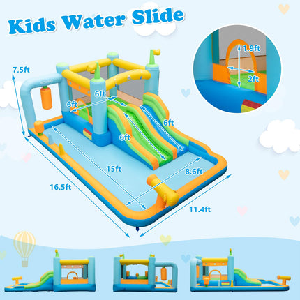 BOUNTECH Inflatable Water Slide, Boxing Themed Water Bounce House with Double Waterslides for Kids Backyard