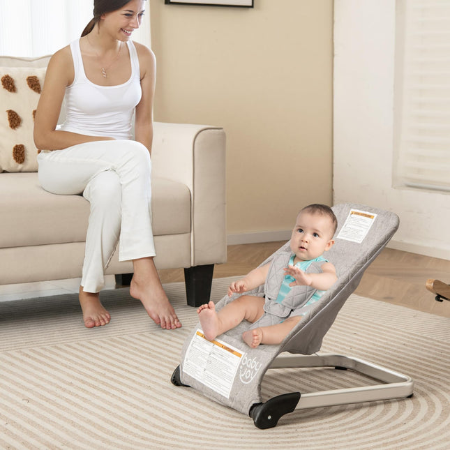 BABY JOY Baby Bouncer, Foldable Bouncer & Stationary Seat, Portable Infant Bouncer Seat for Newborns Baby