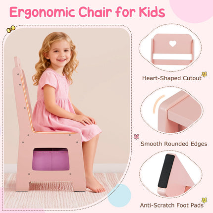 Costzon Girls Vanity Set with Mirror and Lights Jewelry Storage Shelves