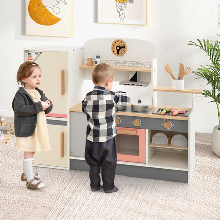 Costzon Kids Kitchen Playset Pretend Play Kitchen with Refrigerator