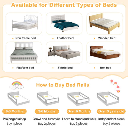 Costzon Bed Rail for Toddlers 1/2 Pack, 47'' Height Adjustable