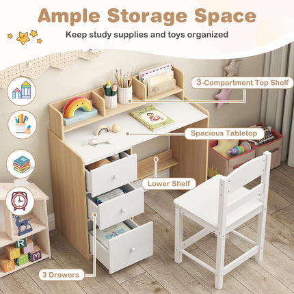 Costzon Kids Wooden Study Writing Table Set