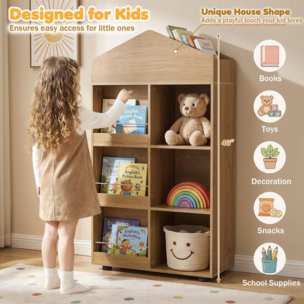 Costzon Kids 4-Tier Bookshelf with 10 Toy Storage Organizer