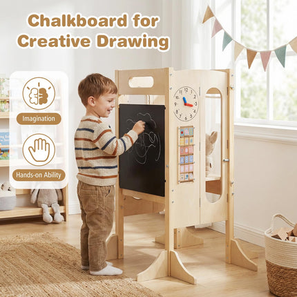 Costzon Foldable Standing Tower with Built-in Chalkboard & Detachable Safety Net
