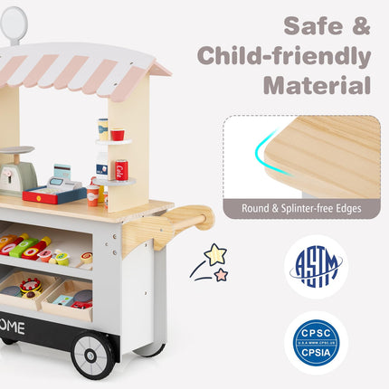 Costzon Toddler Pretend Market Stand Shop Play Set w/ 30PCS Play Toy