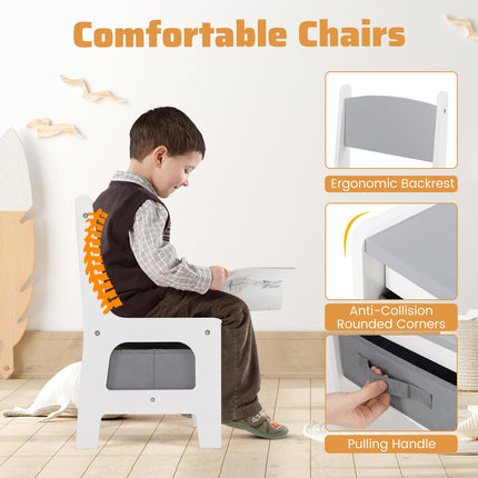 Costzon Kids Table and Chairs, 4 in 1 Wooden Activity Desk Set, Toddler Table and Chair Set