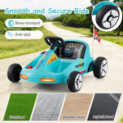 Costzon Kids Electric Go Kart, 12V 7AH Battery Powered Ride on Race Toy Car with Remote Control