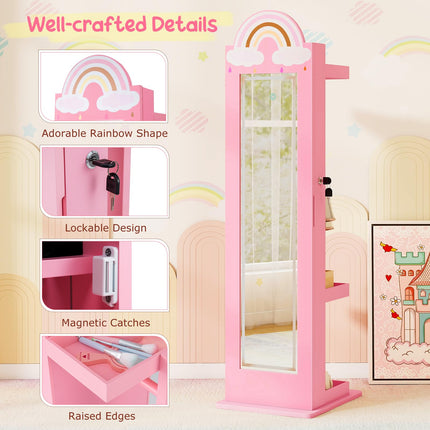 Costzon Kids Lockable Standing Jewelry Organizer