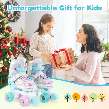BABY JOY Roller Skates | 4 Sizes Adjustable Quad Skates for Girls Teens Adults