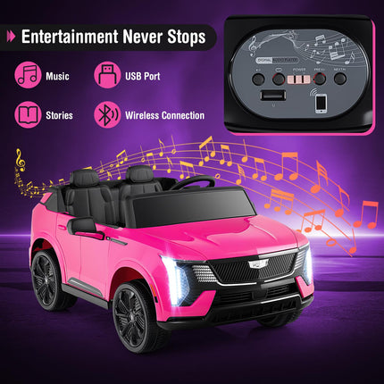 Costzon 2 Seater Ride on Truck 24V Licensed Cadillac Kids Car Electric Vehicles w/Remote Control