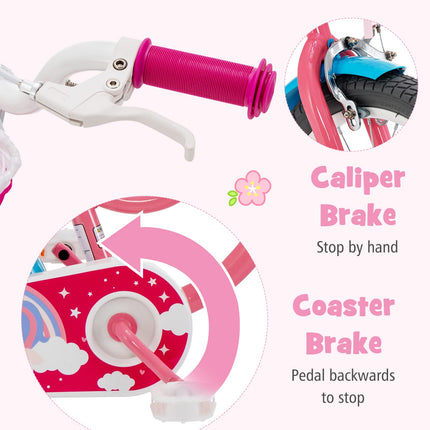 BABY JOY Kids Bike, 14 18 Inch Bike w/Removable Training Wheels, Kids Bicycle for 4-9 Years Old Toddler Girls Boys