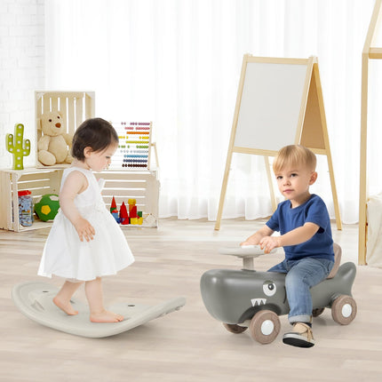 BABY JOY 3 in 1 Rocking Horse, Ride On Push Car for Toddlers, Shark Rocking Sliding Toy Set for Boys Girls