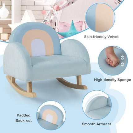Costzon Kids Sofa, Rocking Chair with Solid Wood Frames, Plush Fabric, Anti-Tipping Design for Kids Room