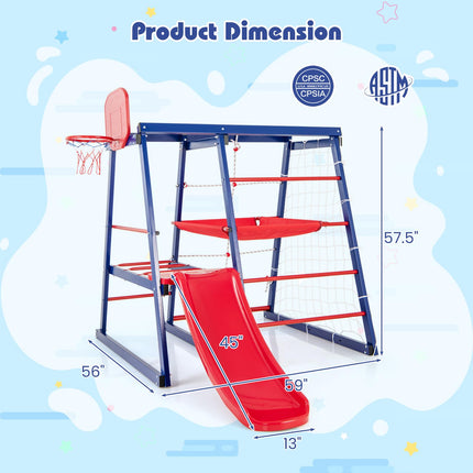 Costzon 7 in 1 Climbing Toys for Toddlers, Indoor Outdoor Kids Gym for Exercise w/Climbing Net
