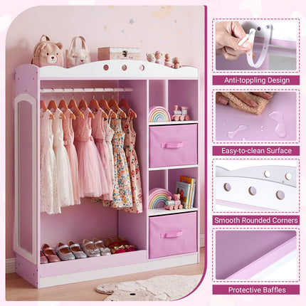 Costzon Kids Dress Up Storage with Full Length Mirror