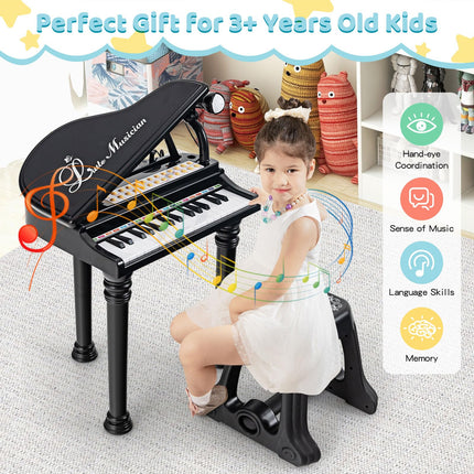 Costzon Kids Piano, 31 Key Mini Grand Piano Toy Keyboard with Microphone