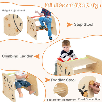 Costzon Climbing Toys for Toddlers, 6 in 1 Montessori Wooden Climber Ladder with Reversible Ramp