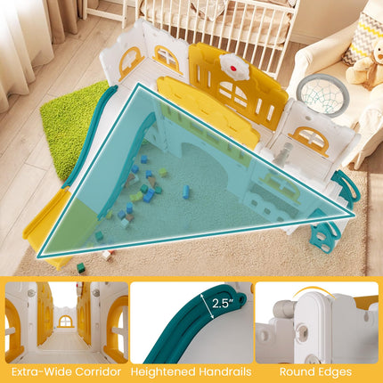 Costzon 8 in 1 Toddle Slide Playset Freestanding Kids Slide w/Tunnel