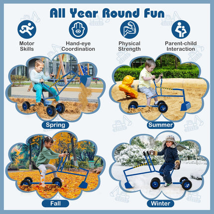 Costzon Sand Digger Excavator for Kids Outdoor Ride-on Digging Toy with 360° Rotable Seat