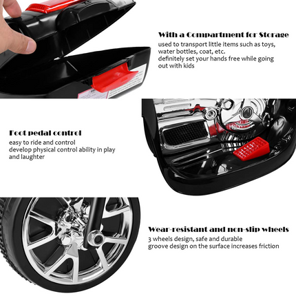 Costzon Ride On Motorcycle, 6V Battery Powered 3 Wheels Electric Bicycle (Deluxe Black)