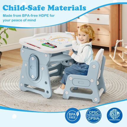 Costzon Kids Table and Chair Set Height Adjustable Art Desk Set