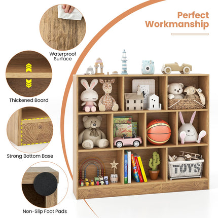 Costzon Montessori Shelf, 10-Section Toy Storage Organizer for Books Toys