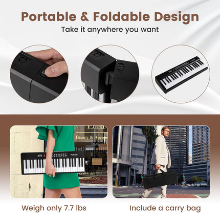 Costzon 88-Key Folding Piano Keyboard, Full-Size Semi-Weighted Electric Piano Digital Piano