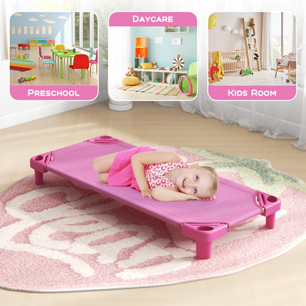 Costzon Daycare Cots for Kids, Pack of 6, 51” L x 22.5” W Stackable Nap Cots with Easy Lift Corners