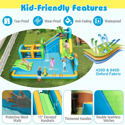 Costzon 9-in-1 Water Slide with Basketball Rim