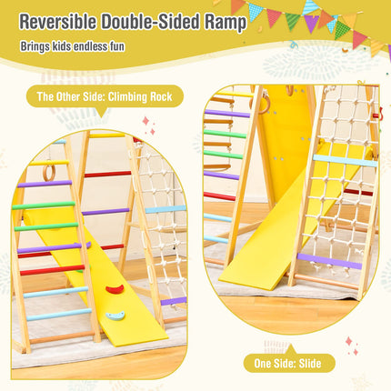 Kids Indoor Playground Jungle Gym with Slide, Climbing Rock/Net -  Costzon