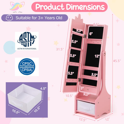 Costzon Kids Vanity Set & Jewelry Armoire Cabinet