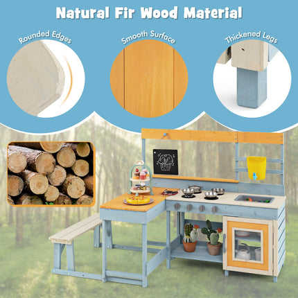 Costzon 2-in-1 Mud Kitchen & Kids Picnic Table