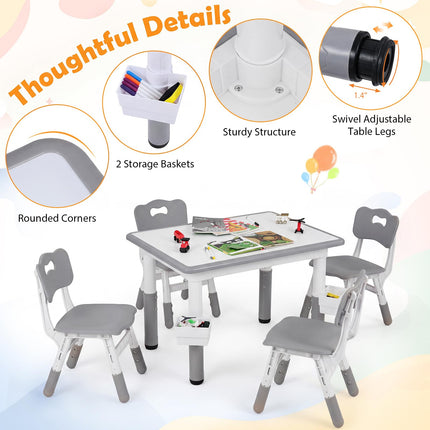 Costzon 5 PCS Height Adjustable Toddler Desk Set | Art & Craft Table Set