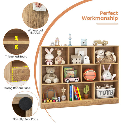 Costzon Montessori Shelf, 10-Section Toy Storage Organizer for Books Toys