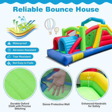 BOUNTECH Inflatable Obstacle Course Bounce House, Kids Huge Sectional Bouncy Castle with Dual Slides