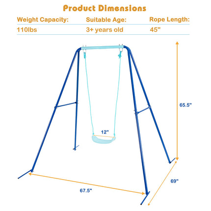 Costzon Swing Frame Stand with Swing Seat, A-Frame Swing Sets for Backyard All Weather w/Ground Stakes