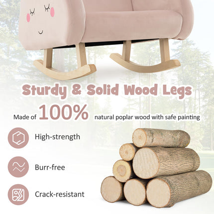 Costzon Kids Sofa, Rocking Chair with Solid Wood Frames, Toddler Furniture Armchair