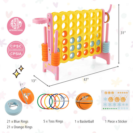 Costzon Giant 4-in-A-Row, Jumbo 4-to-Score Giant Game, Indoor Outdoor Family Connect Game for Kids & Adults