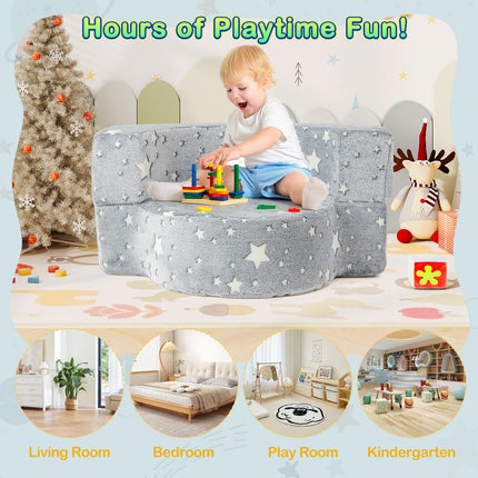 Costzon 2 in 1 Convertible Glow in The Dark Kids Sofa with 8-inch Sitting Cushion