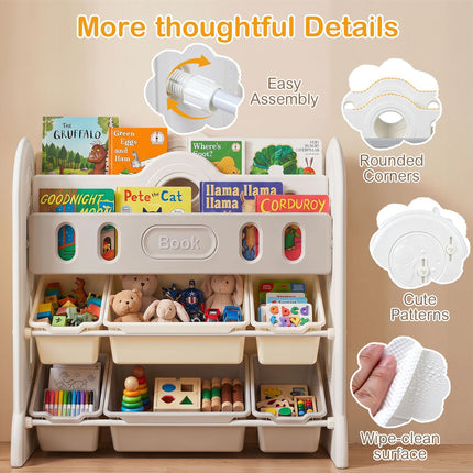 Costzon Kids Bookshelf & Toy Storage Organizer | Space-Themed HDPE Corner Book Case