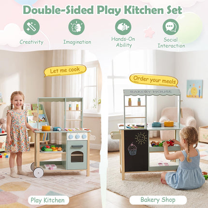 Costzon Play Kitchen for Kids | Rolling Chef Grocery Store Pretend Play Set for Girls Boys 3+