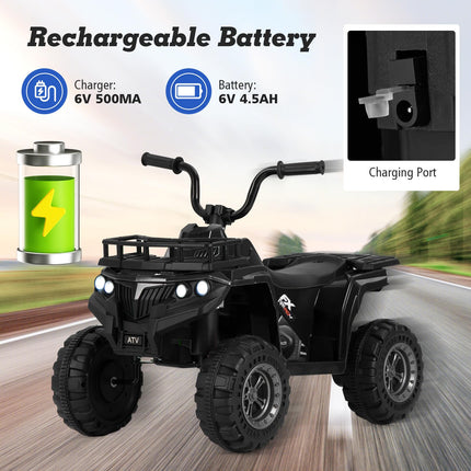 Costzon Kids ATV, 6V Battery Powered Electric Vehicle with One-Button Start, MP3, LED Headlights & Storage Basket